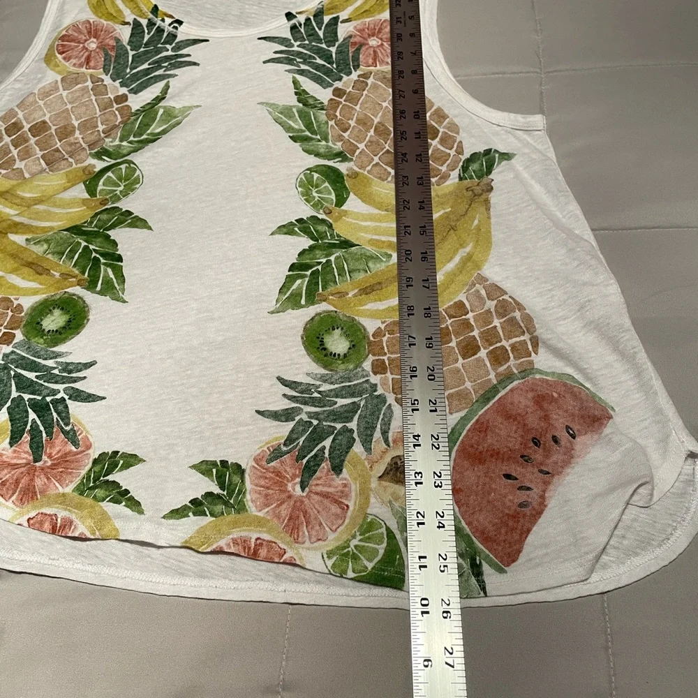 J. Crew White Tank Top with Tropical Fruit Print
